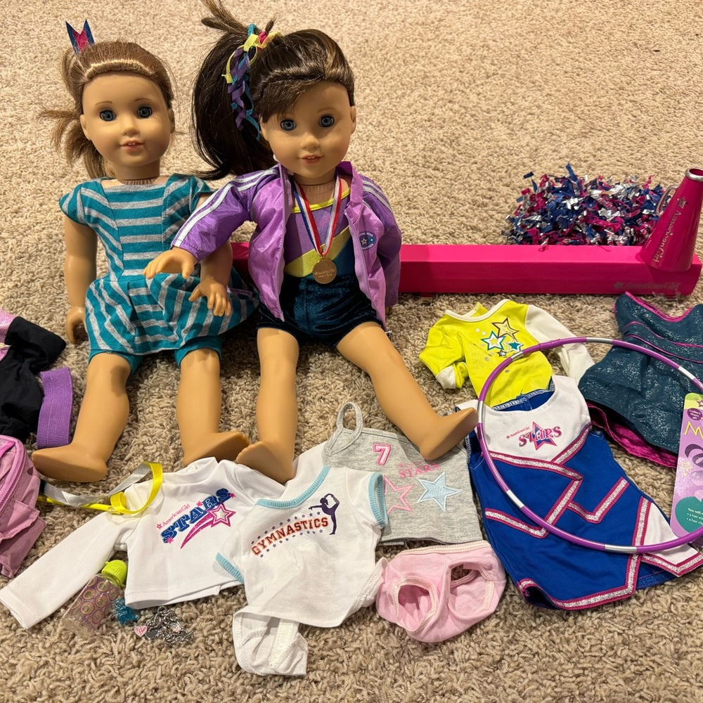 American Girl McKenna and friend Gymnastic Cheer balance beam Lot